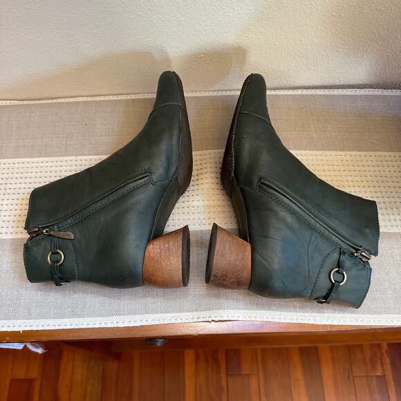 Sergio Tomani Green Leather Eclectic Ankle Boots Size 38/ US 7.5 - Picture 5 of 11